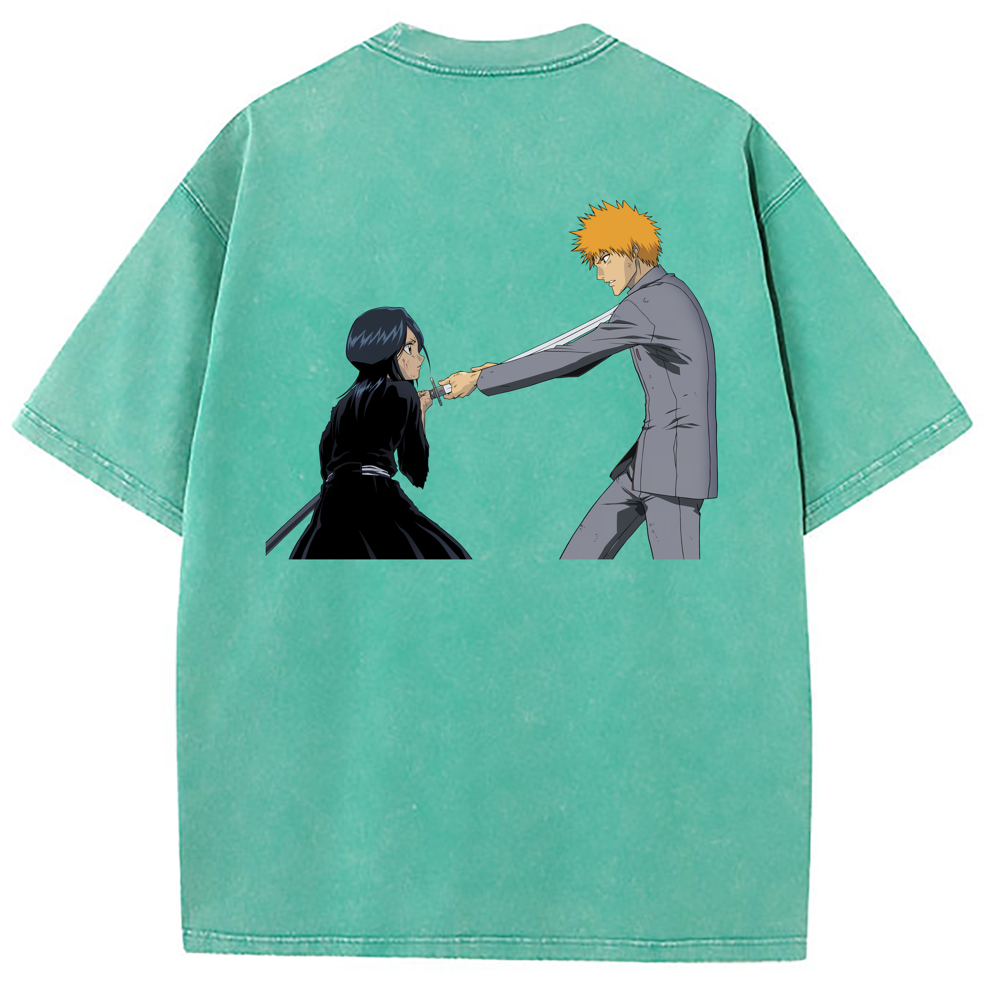 （画像用） ブリーチ 朽木ルキア BLEACH Kuchiki Rukia 綿100% ヴィンテージ風 半袖Tシャツ（背面プリント）